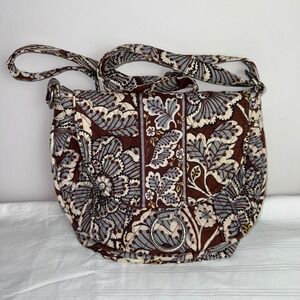 Vera Bradley Crossbody‎ Shoulder Bag Brown Floral Quilted Fabric Purse